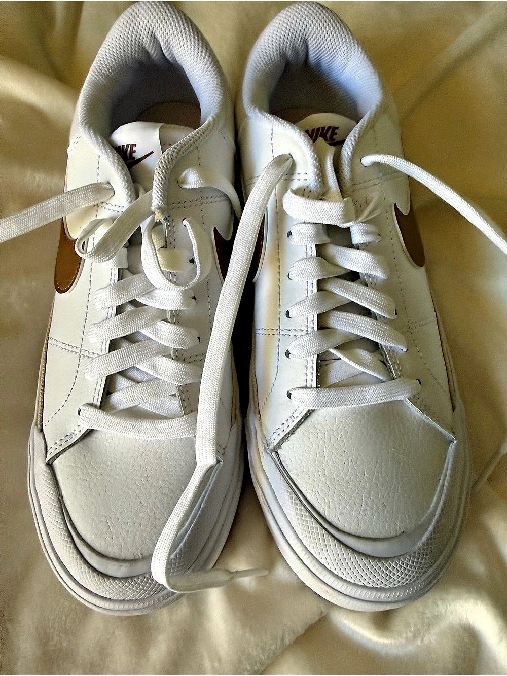 Nike Court Vision Alta White Metallic Gold Light Bone Sneakers